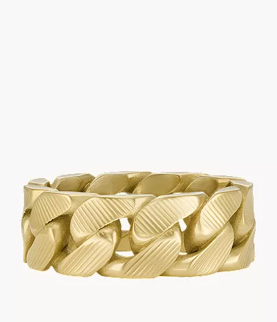 Harlow Linear Texture Chain Gold-Tone Stainless Steel Band Ring