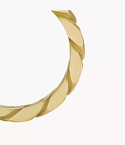Harlow Linear Texture Chain Gold-Tone Stainless Steel Band Ring - Image 4