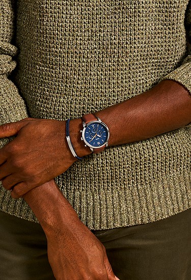 Neutra 44mm Chronograph Luggage Leather Watch and Bracelet Set - Image 2
