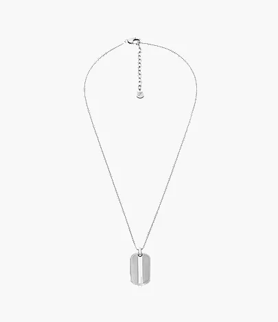 Machine Knurled Texture Stainless Steel Dog Tag Necklace - Image 4