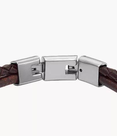 Machine Knurled Texture Brown Leather Multi-Strand Bracelet - Image 3