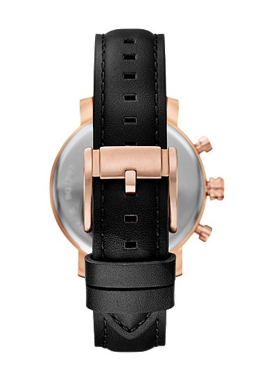 Rhett 43mm Multifunction Black Leather Watch - Image 2
