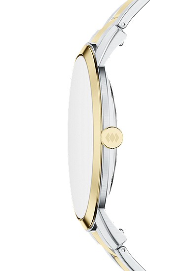 Minimalist 44mm Three-Hand Two-Tone Stainless Steel Watch - Image 4