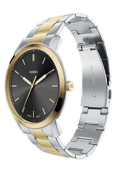 Minimalist 44mm Three-Hand Two-Tone Stainless Steel Watch - Image 7
