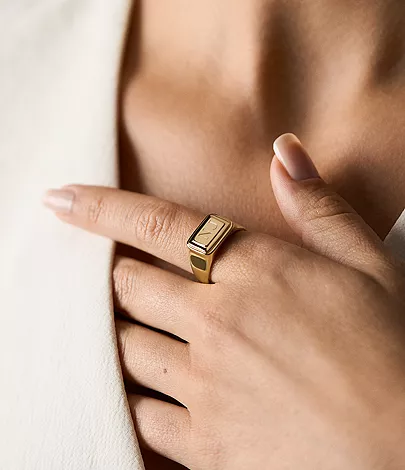 Raquel Gold-Tone Stainless Steel Signet Ring - Image 2