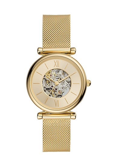 Carlie 35mm Automatic Gold-Tone Stainless Steel Mesh Watch