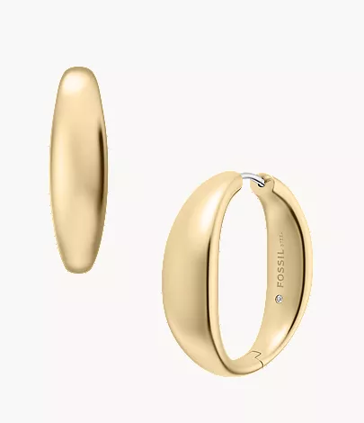 Ellis Domed Collection Large Gold-Tone Stainless Steel Hoop Earrings - Image 3