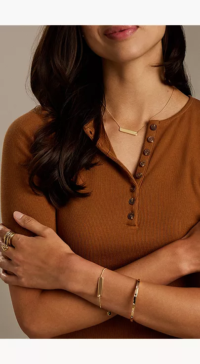 Sadie Gold-Tone Stainless Steel ID Necklace - Image 9