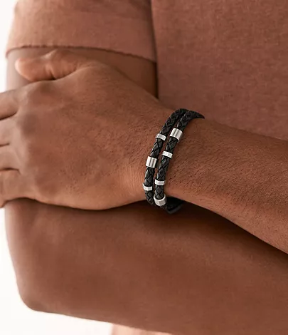 Leather Essentials Black Leather Strap Bracelet - Image 2