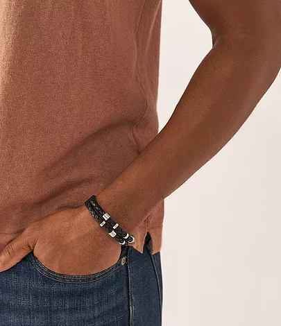 Leather Essentials Black Leather Strap Bracelet - Image 6