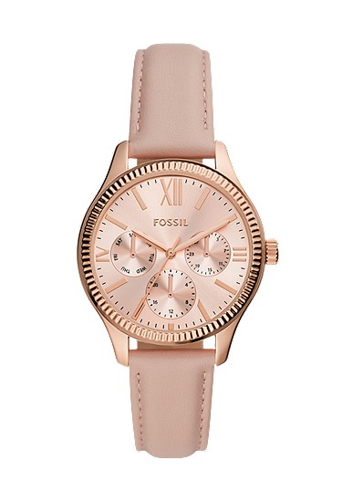 Rye 36mm Multifunction Pink Leather Watch