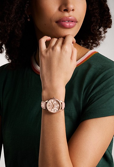 Rye 36mm Multifunction Pink Leather Watch - Image 2