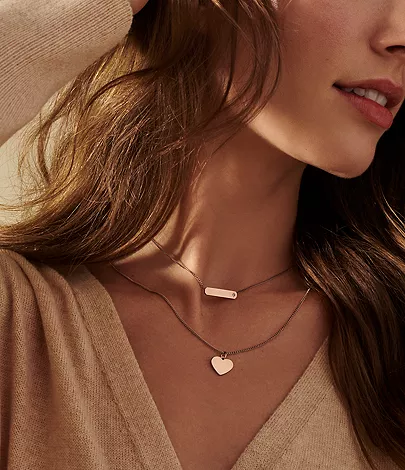 Ellis Heart Rose Gold-Tone Stainless Steel Necklace - Image 4