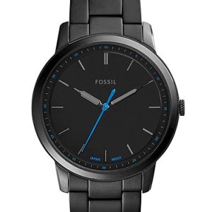 Minimalist 44mm Three-Hand Black Stainless Steel Watch