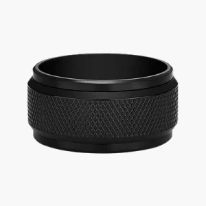Machine Knurled Texture Black Stainless Steel Band Ring