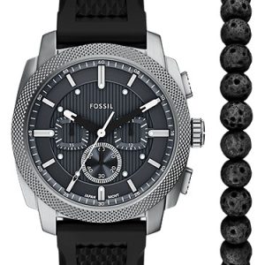 Machine 44mm Chronograph Black Silicone Watch and Bracelet Set