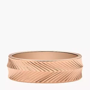 Harlow Linear Texture Rose Gold-Tone Stainless Steel Band Ring