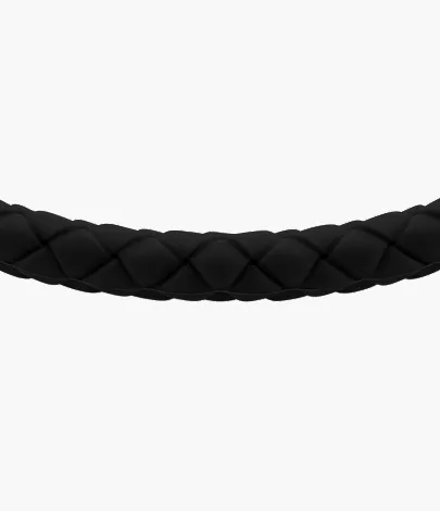 Machine Knurled Texture Black Silicone Station Bracelet - Image 3