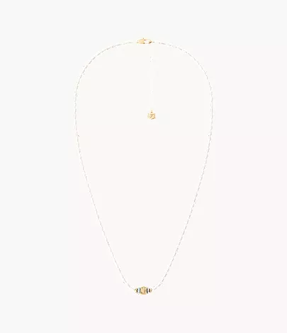 Harlow Rondelles White Acrylic Pearl Stainless Steel Station Necklace