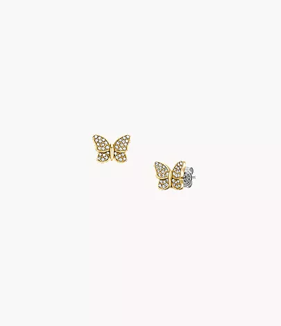 Sutton Pav?? Butterfly Gold-Tone Stainless Steel Stud Earrings - Image 3