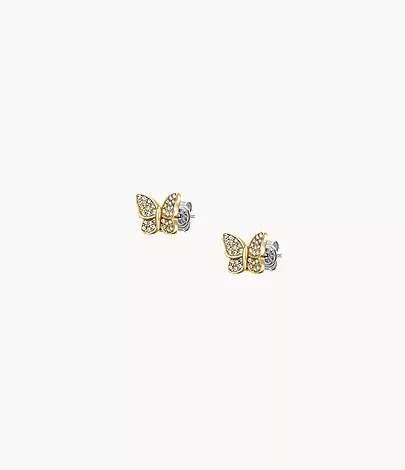 Sutton Pav?? Butterfly Gold-Tone Stainless Steel Stud Earrings - Image 4