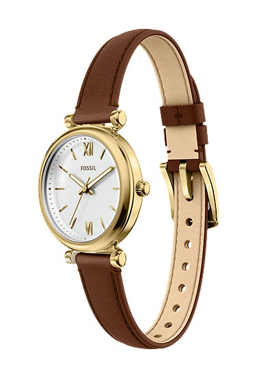 Carlie Mini 28mm Three-Hand Brown Leather Watch - Image 7
