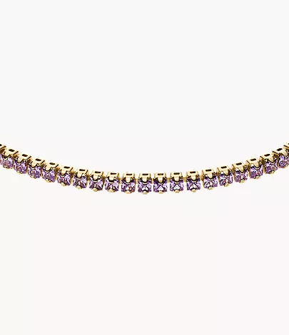 Ellis Pav?? Glitz Amethyst Color Gold-Tone Brass Tennis Chain Bracelet - Image 3