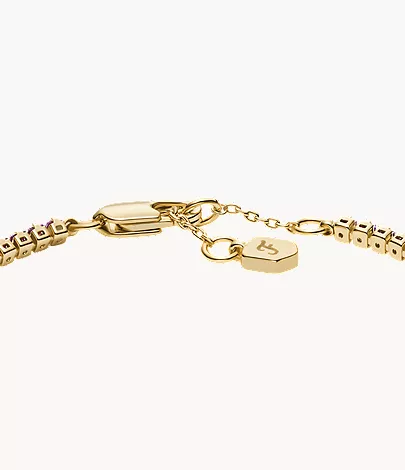 Ellis Pav?? Glitz Amethyst Color Gold-Tone Brass Tennis Chain Bracelet - Image 4