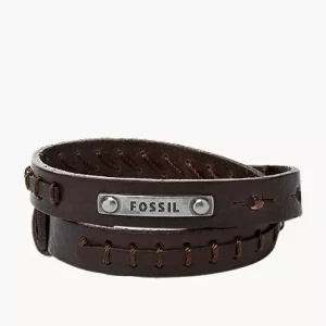 Vintage Casual Brown Double-Wrap Leather Bracelet