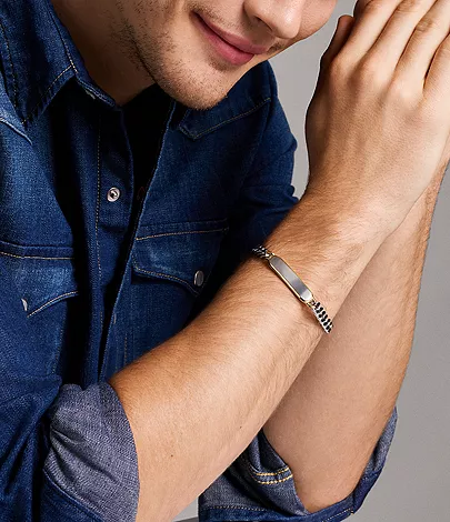 Ellis Two-Tone Stainless Steel ID Bracelet - Image 2