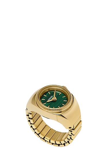 Watch Ring 15mm Two-Hand Gold-Tone Stainless Steel