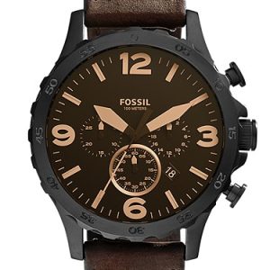 Nate 50mm Chronograph Brown Leather Watch