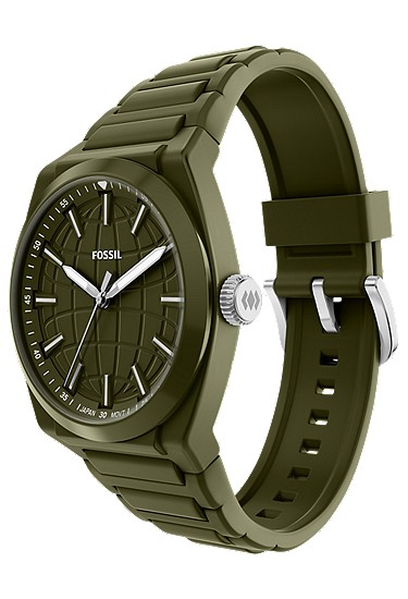 Everett 42mm Three-Hand Olive Silicone Watch - Image 7