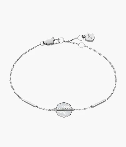 Merrit Timeless Mother Of Pearl Silver-Tone Stainless Steel Station Bracelet