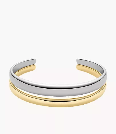 Ellis Domed Collection Two-Tone Stainless Steel Cuff Bracelet