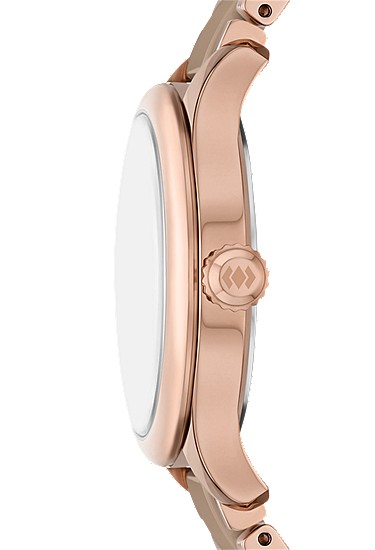 Gilmore 38mm Three-Hand Date Rose Gold-Tone and Brown Ceramic Watch - Image 4