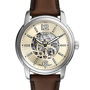 Fossil Heritage 43mm Automatic Brown Leather Watch