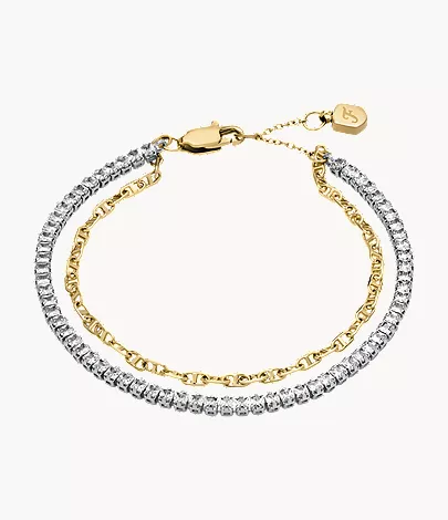 Heritage D-Link Glitz Two-Tone Stainless Steel Tennis Bracelet
