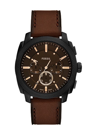 Machine 44mm Chronograph Brown Leather Watch