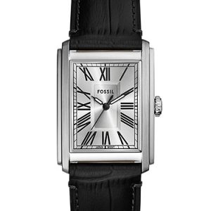 Carraway 30mm Three-Hand Black Croco Leather Watch