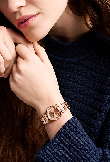 Everett 27mm Three-Hand Rose Gold-Tone Stainless Steel Watch - Image 2