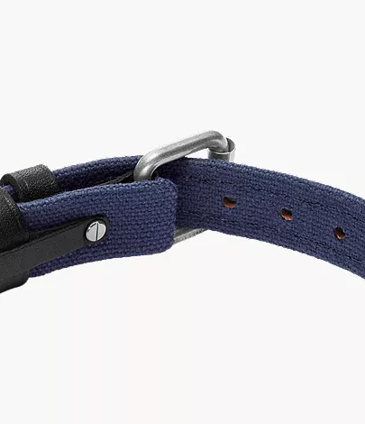 Everett Color Pop Midnight Blue and Black Leather Strap Bracelet - Image 4