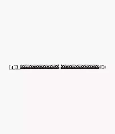 Beads Black Leather Multi-Strand Bracelet - Image 5