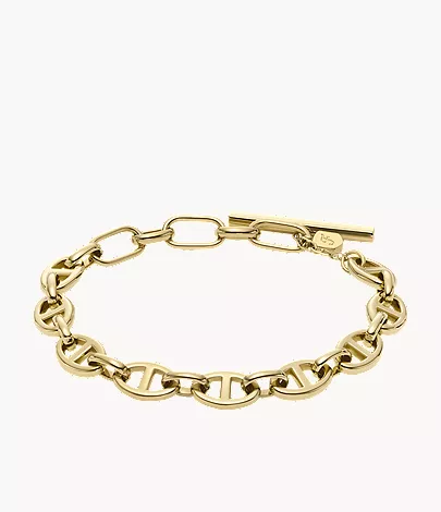 Heritage D-Link Gold-Tone Stainless Steel Chain Bracelet