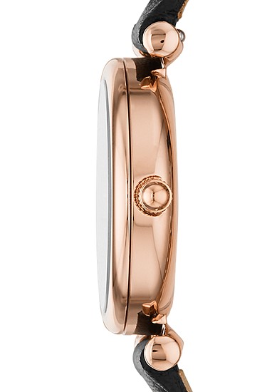 Carlie Mini 28mm Three-Hand Black Leather Watch - Image 3
