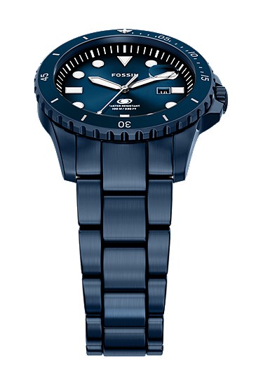 Fossil Blue Dive 42mm Three-Hand Navy Stainless Steel Watch - Image 6