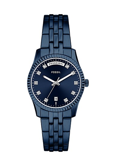Scarlette 34mm Three-Hand Navy Stainless Steel Watch