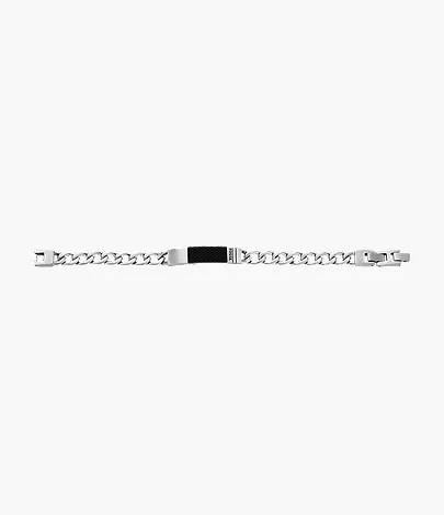 Machine Knurled Texture Stainless Steel Chain Bracelet - Image 4