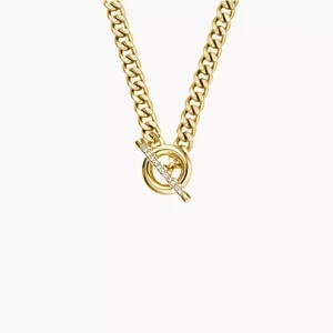 Carlie T-Bar Pav?? Gold-Tone Stainless Steel Toggle Necklace
