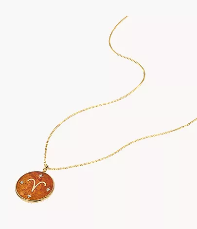 Aries Sutton Zodiac Gold-Tone Stainless Steel Red Carnelian Pendant Necklace - Image 3